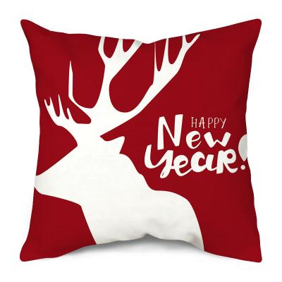 China Custom Christmas Red Snowflake Elk Throw Pillow Cover Festival Red Anti-pilling Holiday Anti-pilling Pillow Case for sale