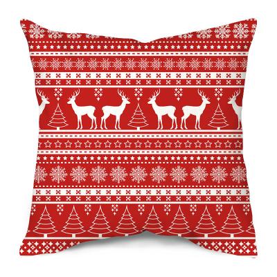 China Wholesale New Design Anti-pilling Christmas Cushion Cover Red Printing Pillow Case For Christmas Decoration for sale