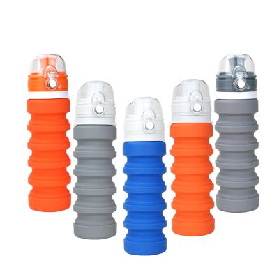 China Sustainable Portable 500ml Outdoor Sports Travel Collapsible Collapsible Water Cup Silicone Reusable Water Bottle for sale