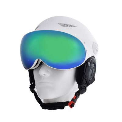 China New Model Integrated Helmet Skiing Helmet With Magnetic Goggles For Skiing for sale