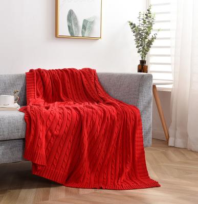 China Super Soft 100% Anti-pilling Cotton Chunky Custom Design Knitted Cozy Blanket for sale