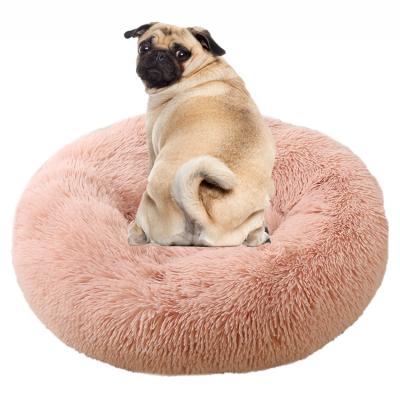 China Wholesale Travel Warm Round Solid Pet Bed Donut Soft Comfy Luxury Washable Fluffy Dog Bed for sale