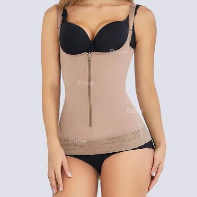 China Antibacterial Women Waist Trainer Vest Slim Corset Latex Tank Top Zipper Weight Loss Body Shaper Shirt for sale