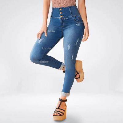 China 2023 QUICK DRY Durable Pants Women Stylish Pants Button Up Skinny Breathable Women High Waist Jeans for sale