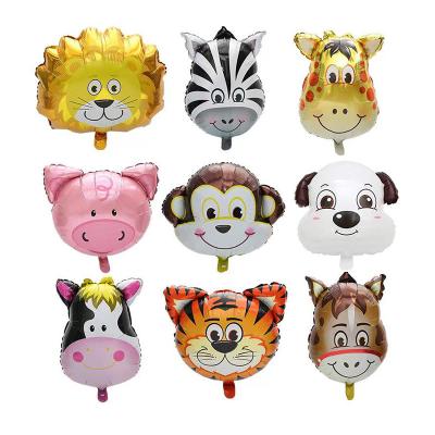 China Gift Toy Medium Cartoon Animal Aluminum Balloons Lion Tiger Fawn Cow Balloon For Baby Animal Main Show Birthday Party Decoration for sale