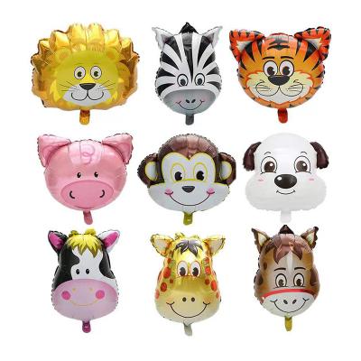 China Toy Large Baby Show Birthday Party Decoration Animal Foil Balloon Cartoon Animal Head Lion Tiger Fawn Cow Balloon Movie Balloon for sale