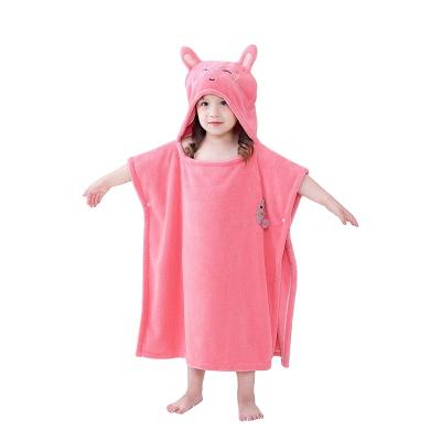 China Lovely Viable Wholesale Cheap Hooded Cartoon Coral Fleece /Velvet Wrap Kids Bath Towels for sale