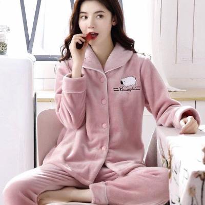 China Lovely warm ladies soft flannel nightgown set for home for sale