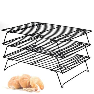 China Sustainable Stainless Steel 3-Tier Cake Stand Metal Cookie Baking Cooling Rack for sale