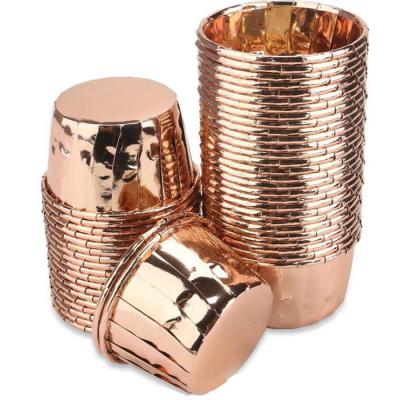 China Disposable Gold Foil Cupcake Paper Cupcake Cupcake Liners Metal Baking Cups Disposable Cupcake Cases for sale