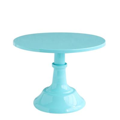 China Non-rotating Round Blue Wedding Candy Display Plate Fondant Cake Stand Party Supplies for sale