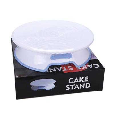 China Viable Plastic Lock Cake Stand Fondant Rotating Cake Decorating Turntable With Brake/Stop for sale