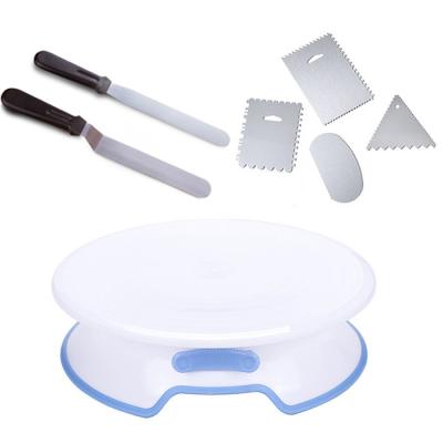 China Plastic Viable Rotating W/break Cake Turntable Icing Cake Decorating Scraper Smoothing Cake Spatulas for sale