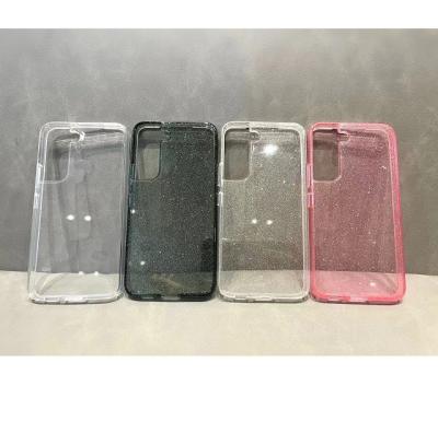 China Presidio Shockproof +Glitter Stay Clear Clear Phone Case For Samsung Galaxy S22/S22 Ultra/S22 Plus Cell Phone Cover for sale