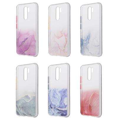 China iMD Shockproof Marble Stone Clear Airbag Design Phone Case For Redmi 9 Mobile Phone Covers for sale