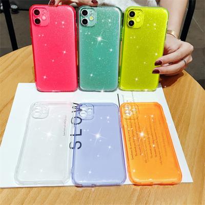 China Mobile Phone Back Shell Glitter Bling Clear TPU Shockproof Cell Phone Case For iPhone 6 to 13 pro Max Back Cover for sale