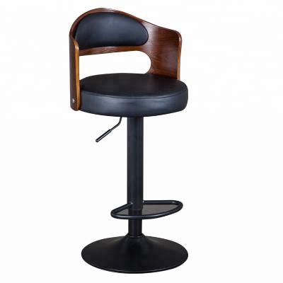 China Modern Cheap Popular Custom Metal Frame Furniture Swivel Leather Bar Stool With Back for sale