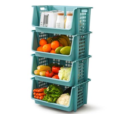 China Sustainable Special Design Widely Used Kitchen Rectangle Four Layers Large Capacity Storage Basket Storage Container for sale