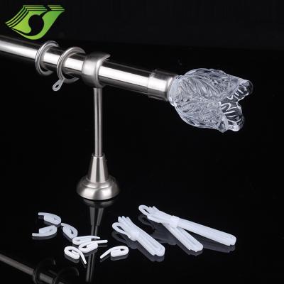 China Country Drape Hardware Fittings Curtain Ring Crystal Curtain Rod With Wall Hooks Te koop