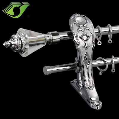 China Country JNS Satin Nickel Curtain Pipe Finial Glass Curtain Rod As Curtain Pole Tracks And Accessories Te koop