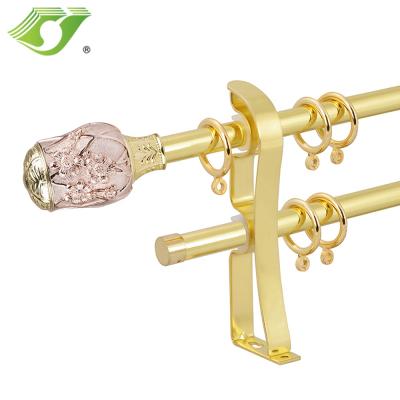 China Stardeco modern flower resin finials metal curtain rods set wholesale for sale