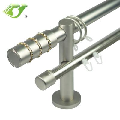 China JNS Modern Metal Curtain Rods Style Finials Curtain Rods Aluminum Single Tension Curtain Pole 16 19mm Double Europe 25 19mm for sale