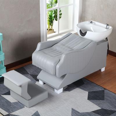 China Modern Comfortable Modern Ceramic Hair Salon Bed Recliner Shampoo Basin Hair Salon Shampoo Bed Semi-lying Bed for sale