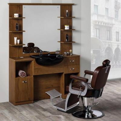 China Modern Modern Barber Shop Hairdressing Mirror Table Hair Salon Cabinet Table Sink Mirror Mirror Table Marble for sale