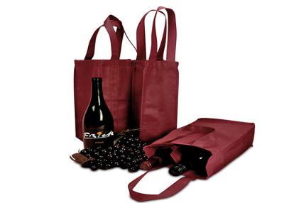 China Bolsa de vino de 2 botellas sostenible Bolsa de regalo de botella de vino doble en venta