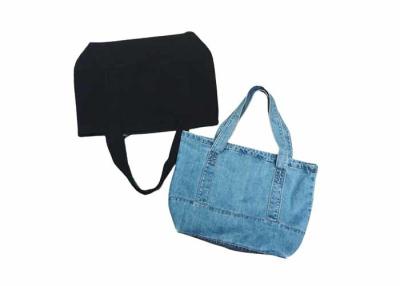 China Customized Logo Light Blue/ Dark Blue Denim Tote Bag Fashion Shopping Bag for sale