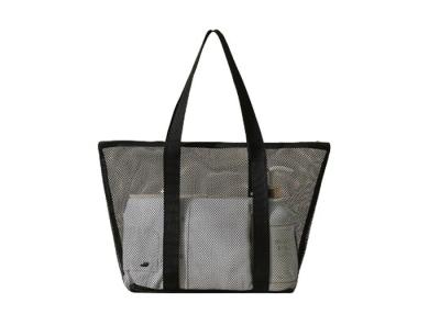 China Wholesale Customized Eco Friendly RPET Mesh Tote Bag In Black And Green for sale