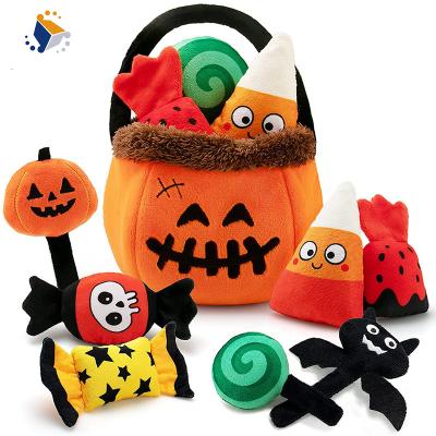 China Wholesale Custom Creative Kids Gift Yangzhou Halloween Pumpkin Candy Shaped Soft Stuffed Set Plush Toys Doll Pillow For Children for sale