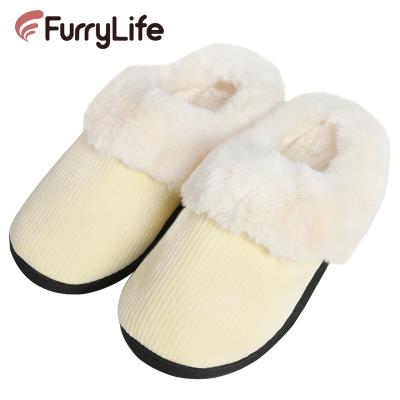 China Fashion Trend FurryLife Women's Faux Fur Slippers Non-slip Soft Fluffy Slip On Slipper Winter Warm House Shoes For Indoor for sale