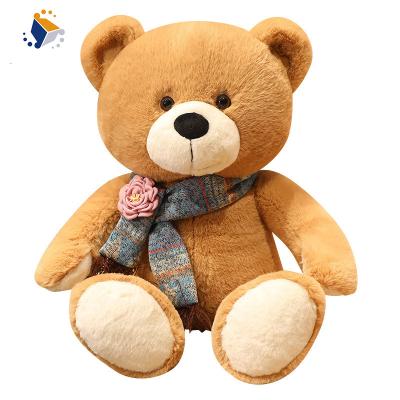 China Wholesale custom hot sale kids gift valentine bear plush toy present toy scarf rose bear vmanufacturer for kids baby gift for sale