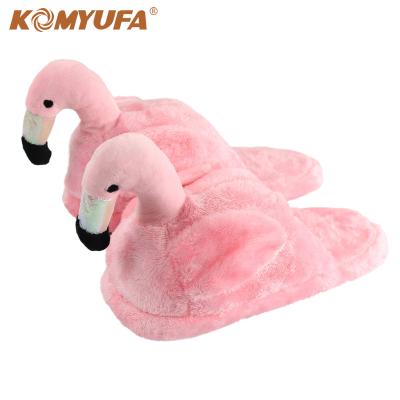 China Fashion Trend Comfortable Komyufa Women Slippers Flamingo Memory Foam Plush Soft Bedroom Fleece Shoes Warm Indoor Animal Gift For Women Girls for sale