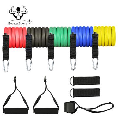 China Arm 2021 Amazon Hot Selling Exercise Fitness Equipment Resistance Bands Elastic Tubes Training Tops Latex 11pcs Resisence Bands Set for sale