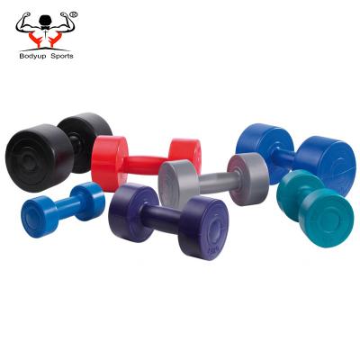 China Home Fitness High Quantity Round Shape Cement Vinyl Concrete Dumbbell for sale