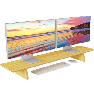 China Other SAMDI Double Monitor Stand Bamboo Stand Riser Desktop Monitor Double Monitor Stand for sale