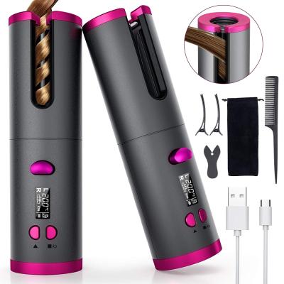 China 2021 New Source Portable Hair Curler /as Energy Rechargeable Automatic Hair Curler with 6 Temperature and Timer Settings Cordless Automatic Hair Curler Automatic Curling Irons for sale