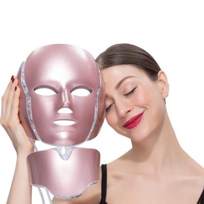 China Dye Removal Led Mask Light Facial Face Whitening Machine PDT Beauty Therapy 7 Colors LED Mask With Neck for sale