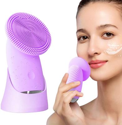 China Acne Treatment Electric Exfoliating Scrub Silicone Face Brush Sonic Facial Washing Ultrasonic Face Cleansing Brush for sale