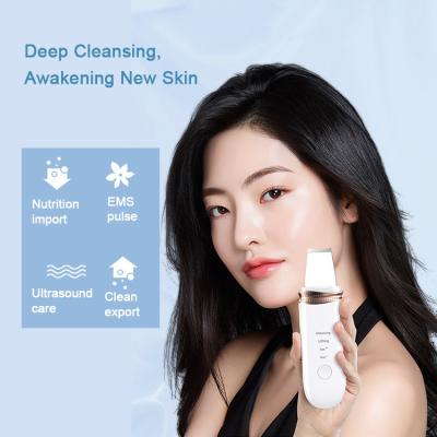 China Facial Skin Lift Spatula EMS Cavitation Peeling Skin Removal Blackhead Pore Skin Removal Ultrasonic Scrubber EMS Facial Lift Cleaner Machine for sale