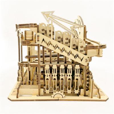 China Wooden Mechanical Plywood Toy Speed ​​Marble Race Laser Cut Wooden 3D Puzzle for sale