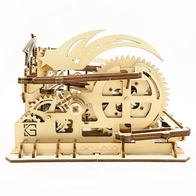 China DIY Toy Set Amazon Educational Hot Selling Toy For Students Educational Mechanical Wooden Assemble Running Toy Ball for sale