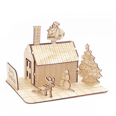 China New Wooden Toy Hut Product Hot Sale DIY Toy Christmas Wooden 3d Puzzle for Christmas Gifts Gift Sets Holiday Decoration and Gift for sale