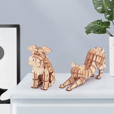 China Cartoon Toy Schnauzer Animal Wooden Puzzle Best Selling Jigsaw Educational Toy for sale