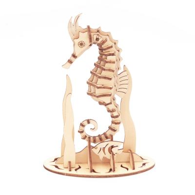 China 2022 Hot Selling Wooden Toy Diy Educational Assembly Animals 3d Jigsaw Wooden Puzzles Gifts for sale