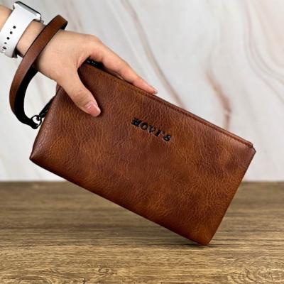 China PORTABLE Hot Selling 2022 New Design Fingerprint Clutch Bag Minimalist Purses And Handbags For Men Soft PU Leather Clutch Bag With Zipper for sale