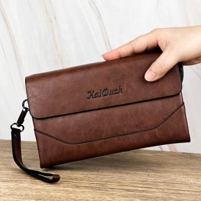 China 2022 Vintage Fashion PORTABLE High Quality PU Leather Clutch Bag Large Capacity Men Casual Handbags For Men Phone Bags Wristlet for sale