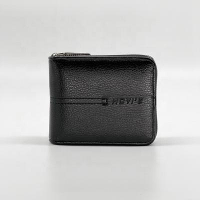 China 2022 New Minimalist HOVI Style Business Men Wallets With Card Holder Soft Leather Wallet Short Zipper PU Money Clip Pocket for sale